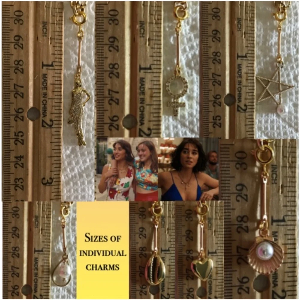 SOLD—White Lotus Lucia Greco Gold 7 Detachable Charms Necklace, Handmade Replica - Picture 15 of 16